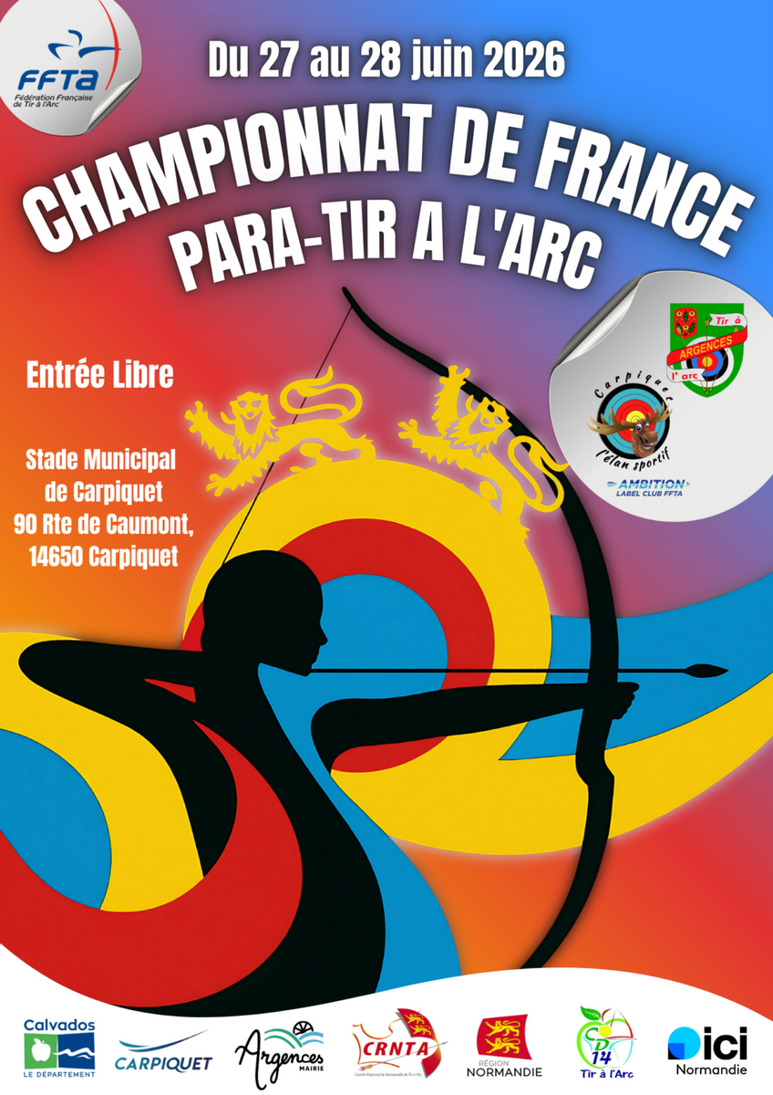 Championnat de France Para TAE TIR A L’ARC à Carpiquet les 27 et 28 juin 2026